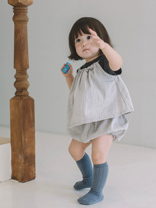 Cozy Blouse & Short Bloomers with Ribbed T-shirt Set