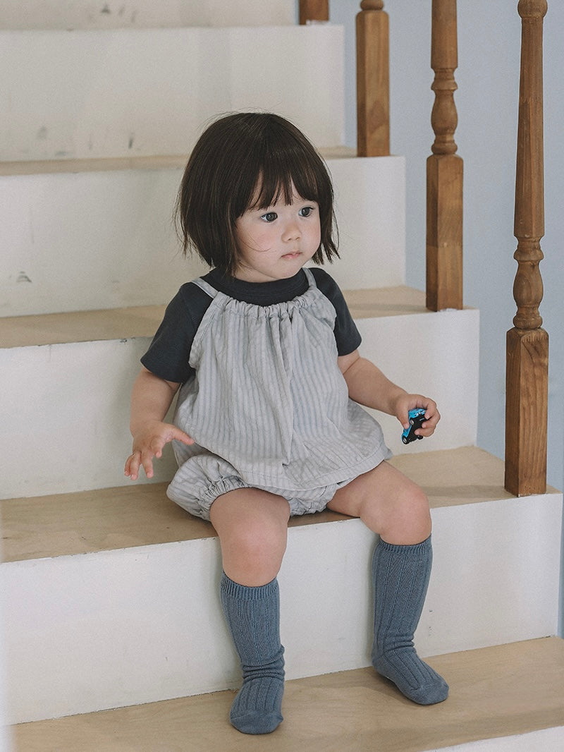 Cozy Blouse & Short Bloomers with Ribbed T-shirt Set