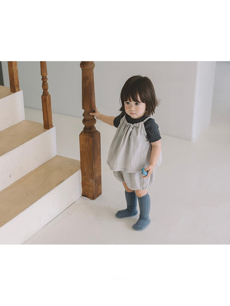 Cozy Blouse & Short Bloomers with Ribbed T-shirt Set